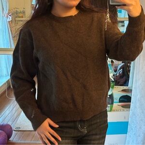 Uniqlo 100% Wool Women's Chocolate Brown Crew Neck Sweater